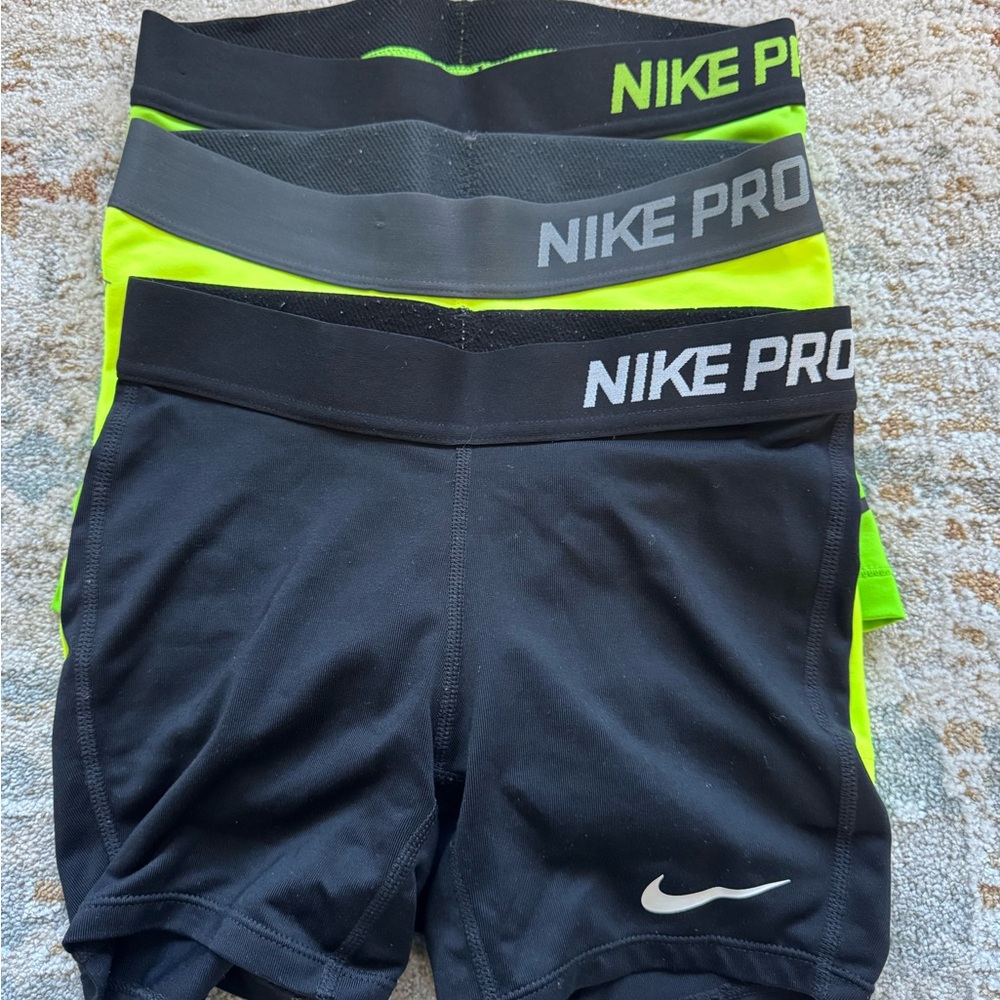 Nike Pro Women's Athletic Shorts - Black, Gray, Neon Green